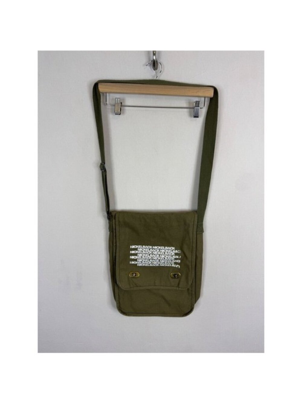 Nickelback Band Merchandise Messenger Bag Olive Green Canvas Crossbody Utility